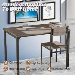 4-Pieces Rustic Dining Table Set with 2 Chairs and Bench-Gray by SUNRINX 12 4-Pieces Rustic Dining Table Set with 2 Chairs and Bench-Gray by SUNRINX -Furniture Store gray sunrinx dining room sets mg6 8bd 66 1000