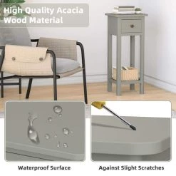 Simplistic Gray End Bedside Table with Drawer by SUNRINX 13 Simplistic Gray End Bedside Table with Drawer by SUNRINX -Furniture Store gray sunrinx end side tables mg5668we 1f 1000