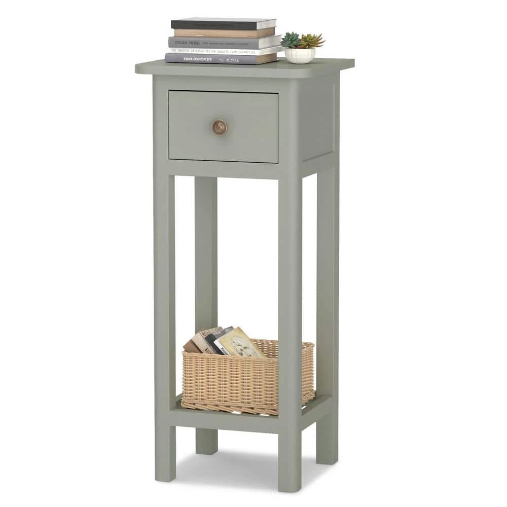 Simplistic Gray End Bedside Table with Drawer by SUNRINX 3 Simplistic Gray End Bedside Table with Drawer by SUNRINX - Image 3