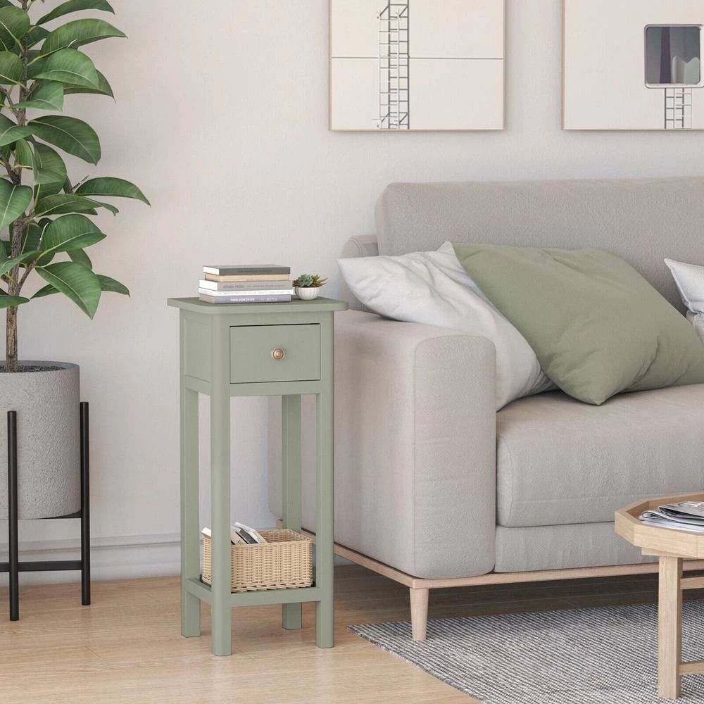 Simplistic Gray End Bedside Table with Drawer by SUNRINX 2 Simplistic Gray End Bedside Table with Drawer by SUNRINX - Image 2