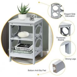 16 in. W 3-Tier Gray Nightstand Sofa Side End Accent Table by SUNRINX -Furniture Store gray sunrinx end side tables mg5679we 1d 1000