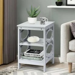 16 in. W 3-Tier Gray Nightstand Sofa Side End Accent Table by SUNRINX -Furniture Store gray sunrinx end side tables mg5679we fa 1000