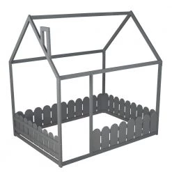 Gray Full Size Wood Bed House Bed Frame with Fence by SUNRINX -Furniture Store gray sunrinx kids beds mg4 38we 31 1000
