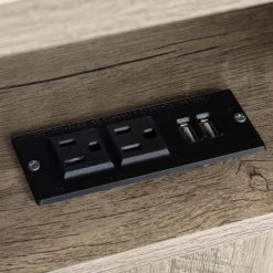 Retro Gray Farmhouse Nightstand with Power Outlets and USB Ports by SUNRINX -Furniture Store gray sunrinx nightstands mg6 59bd 1d 1000