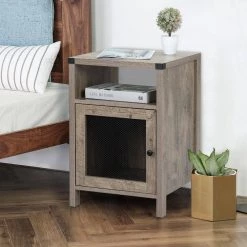 Retro Gray Farmhouse Nightstand with Power Outlets and USB Ports by SUNRINX -Furniture Store gray sunrinx nightstands mg6 59bd 31 1000