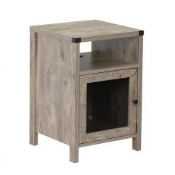 Retro Gray Farmhouse Nightstand with Power Outlets and USB Ports by SUNRINX -Furniture Store gray sunrinx nightstands mg6 59bd c3 1000