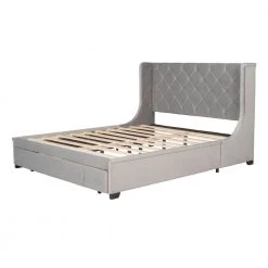 Gray Bed Frame Queen Velvet Upholstered Platform Bed with Storage by SUNRINX 13 Gray Bed Frame Queen Velvet Upholstered Platform Bed with Storage by SUNRINX -Furniture Store gray sunrinx platform beds mg4 31we 1f 1000