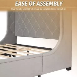 Gray Bed Frame Queen Velvet Upholstered Platform Bed with Storage by SUNRINX 15 Gray Bed Frame Queen Velvet Upholstered Platform Bed with Storage by SUNRINX -Furniture Store gray sunrinx platform beds mg4 31we fa 1000