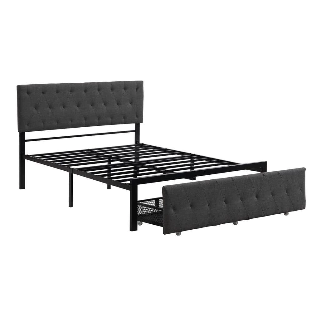 Gray Bed Frame Full Bed Metal Platform Bed with a Big Drawer by SUNRINX 9 Gray Bed Frame Full Bed Metal Platform Bed with a Big Drawer by SUNRINX - Image 9