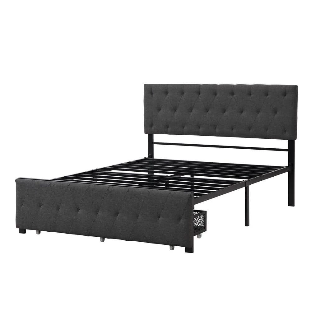 Gray Bed Frame Full Bed Metal Platform Bed with a Big Drawer by SUNRINX 6 Gray Bed Frame Full Bed Metal Platform Bed with a Big Drawer by SUNRINX - Image 6