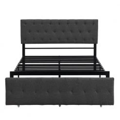 Gray Bed Frame Full Bed Metal Platform Bed with a Big Drawer by SUNRINX 12 Gray Bed Frame Full Bed Metal Platform Bed with a Big Drawer by SUNRINX -Furniture Store gray sunrinx platform beds mg4 43we 4f 1000