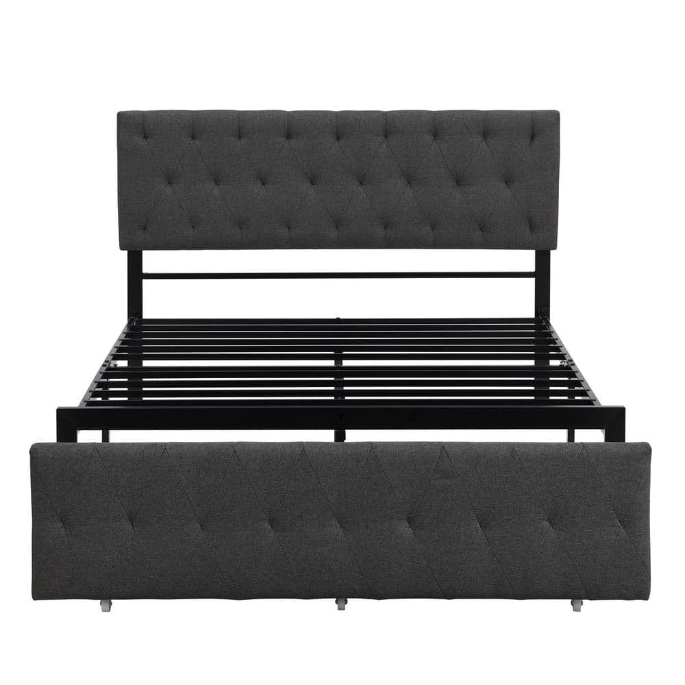 Gray Bed Frame Full Bed Metal Platform Bed with a Big Drawer by SUNRINX 4 Gray Bed Frame Full Bed Metal Platform Bed with a Big Drawer by SUNRINX - Image 4