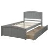 Gray Bed Frame Twin Platform Bed with 2-Drawers by SUNRINX
