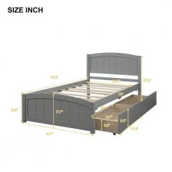 Gray Bed Frame Twin Platform Bed with 2-Drawers by SUNRINX -Furniture Store gray sunrinx platform beds mg4 47we fa 1000