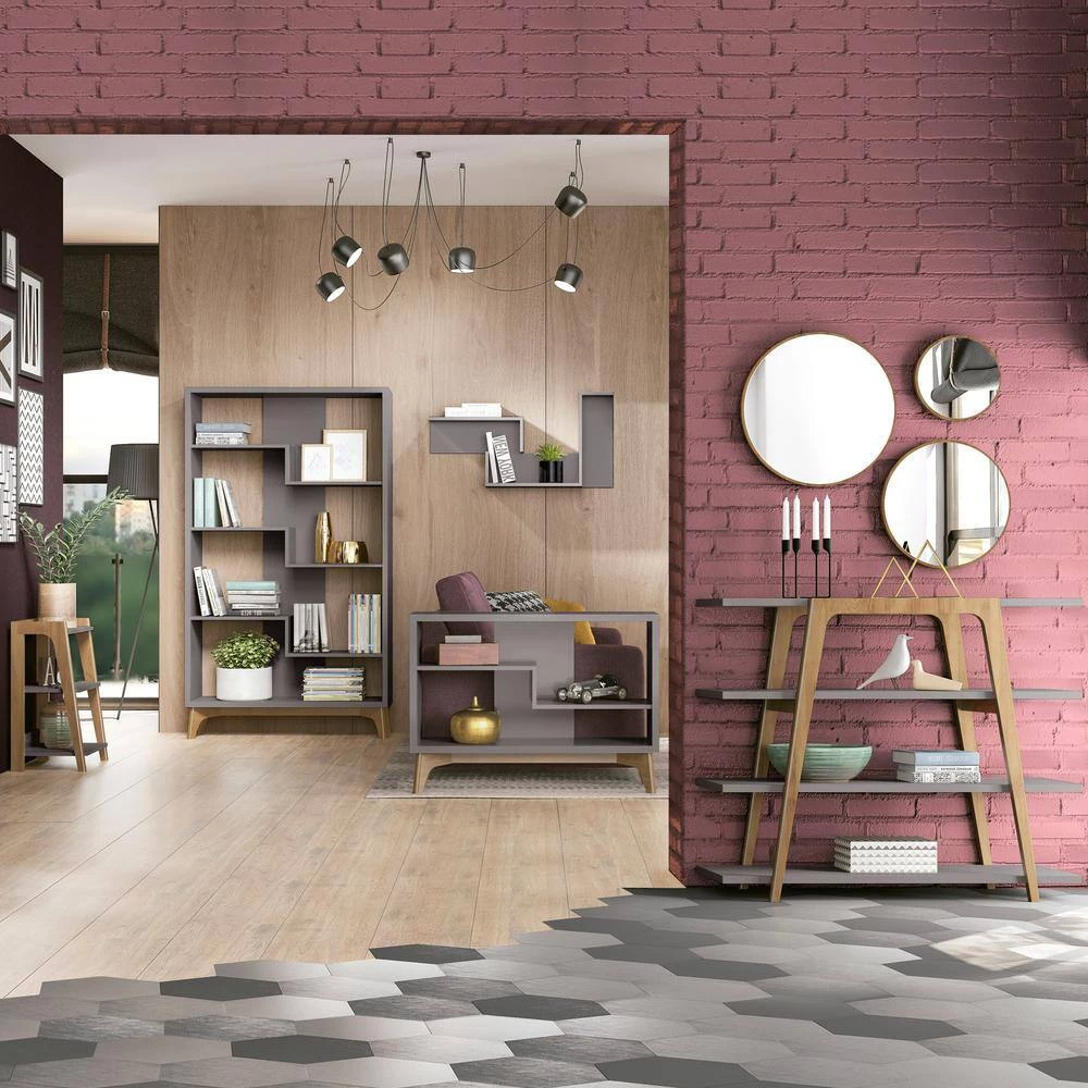 Watkins Grey Modern Accent Display Sideboard with 2-Shelves by Luxor 8 Watkins Grey Modern Accent Display Sideboard with 2-Shelves by Luxor - Image 8