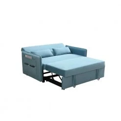 57 in. Wide Square Arm Polyester Fabric Straight Sofa, 2-Seat Leisure Broaching Machine Light Blue by Edendirect -Furniture Store light blue edendirect sofas couches hzlgra220113002 76 1000