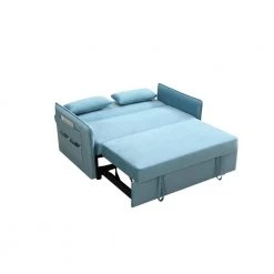 57 in. Wide Square Arm Polyester Fabric Straight Sofa, 2-Seat Leisure Broaching Machine Light Blue by Edendirect -Furniture Store light blue edendirect sofas couches hzlgra220113002 fa 1000