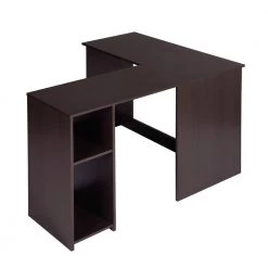 47.2 in. Length-Dark Brown Corner Computer Desk L-Shaped with 2-Storage Shelves and Hutches and Adjustable by Edendirect -Furniture Store light brown edendirect computer desks gp00ra210918014 44 1000