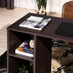 47.2 in. Length-Dark Brown Corner Computer Desk L-Shaped with 2-Storage Shelves and Hutches and Adjustable by Edendirect -Furniture Store light brown edendirect computer desks gp00ra210918014 4f 1000