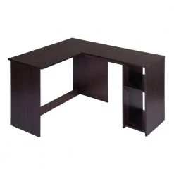 47.2 in. Length-Dark Brown Corner Computer Desk L-Shaped with 2-Storage Shelves and Hutches and Adjustable by Edendirect