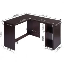 47.2 in. Length-Dark Brown Corner Computer Desk L-Shaped with 2-Storage Shelves and Hutches and Adjustable by Edendirect -Furniture Store light brown edendirect computer desks gp00ra210918014 c3 1000