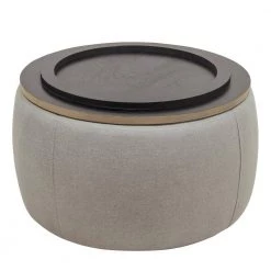 Round Storage Ottoman, 2 in 1 Function, Work as End table and Ottoman, Light Grey by SUNRINX -Furniture Store light grey sunrinx end side tables mg5 41bf 66 1000