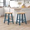 Farmhouse Rustic Counter Height Wood Kitchen Dining Stools(Set of 2) by SUNRINX