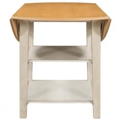 Farmhouse Wooden Round Drop Leaf DiningTable Set with 2-tier Storage Shelves and 4 Cross Back Chairs by SUNRINX -Furniture Store natural distressed white sunrinx dining room sets mg2 23we 76 1000