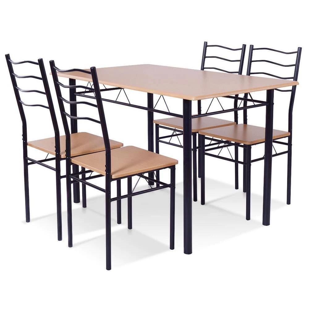 5-Piece Wood Metal Dining Table Set with 4 Chairs by SUNRINX 9 5-Piece Wood Metal Dining Table Set with 4 Chairs by SUNRINX - Image 9