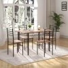 5-Piece Wood Metal Dining Table Set with 4 Chairs by SUNRINX