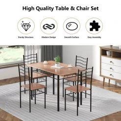 5-Piece Wood Metal Dining Table Set with 4 Chairs by SUNRINX 11 5-Piece Wood Metal Dining Table Set with 4 Chairs by SUNRINX -Furniture Store natural sunrinx dining room sets cs mg5696we 66 1000