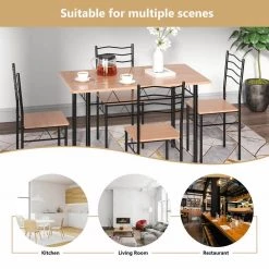 5-Piece Wood Metal Dining Table Set with 4 Chairs by SUNRINX 16 5-Piece Wood Metal Dining Table Set with 4 Chairs by SUNRINX -Furniture Store natural sunrinx dining room sets cs mg5696we 76 1000