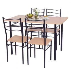 5-Piece Wood Metal Dining Table Set with 4 Chairs by SUNRINX 12 5-Piece Wood Metal Dining Table Set with 4 Chairs by SUNRINX -Furniture Store natural sunrinx dining room sets cs mg5696we c3 1000