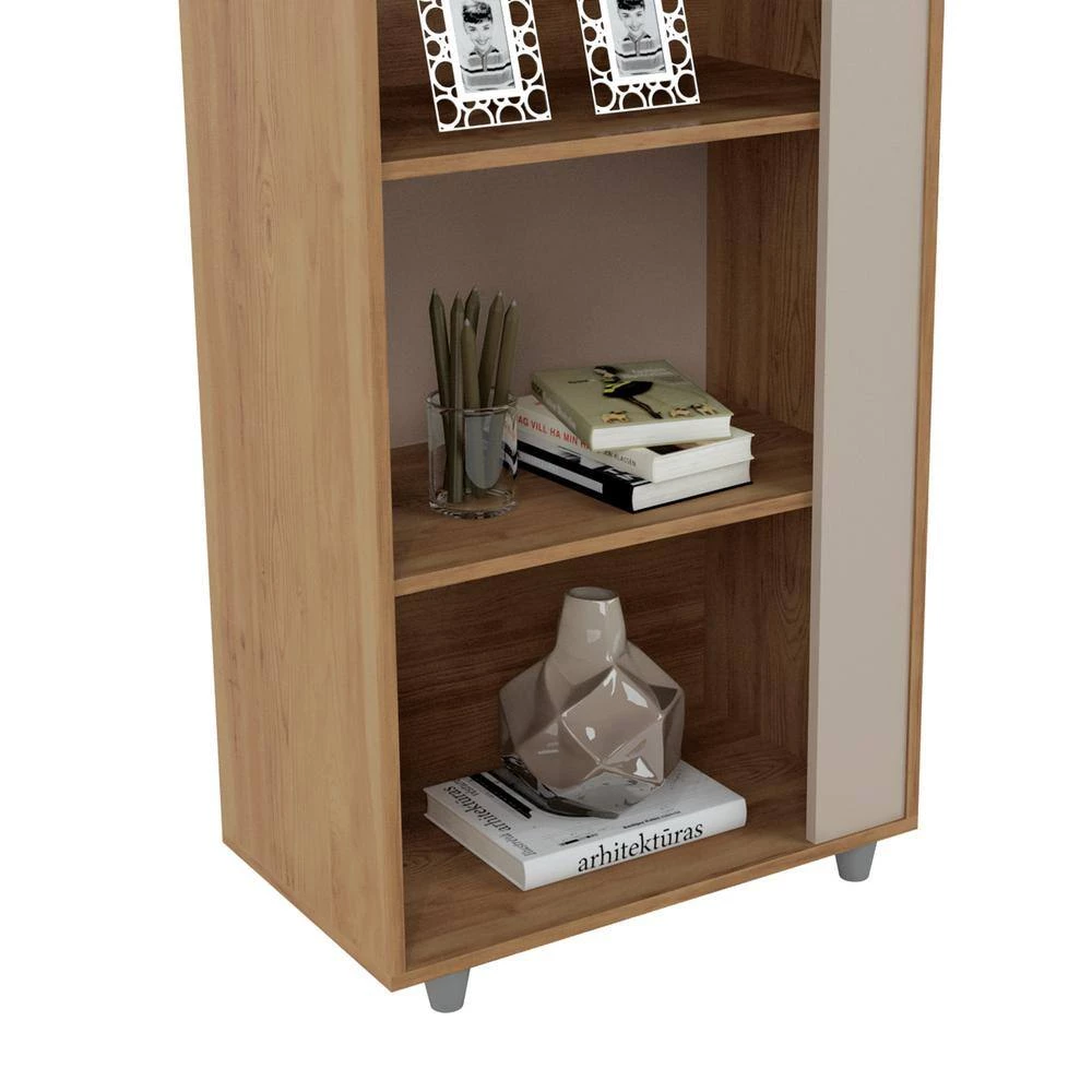 Binghamton Nature and Off White 5-Shelf Mid-Century Modern Bookcase (Set of 2) by Luxor 7 Binghamton Nature and Off White 5-Shelf Mid-Century Modern Bookcase (Set of 2) by Luxor - Image 7