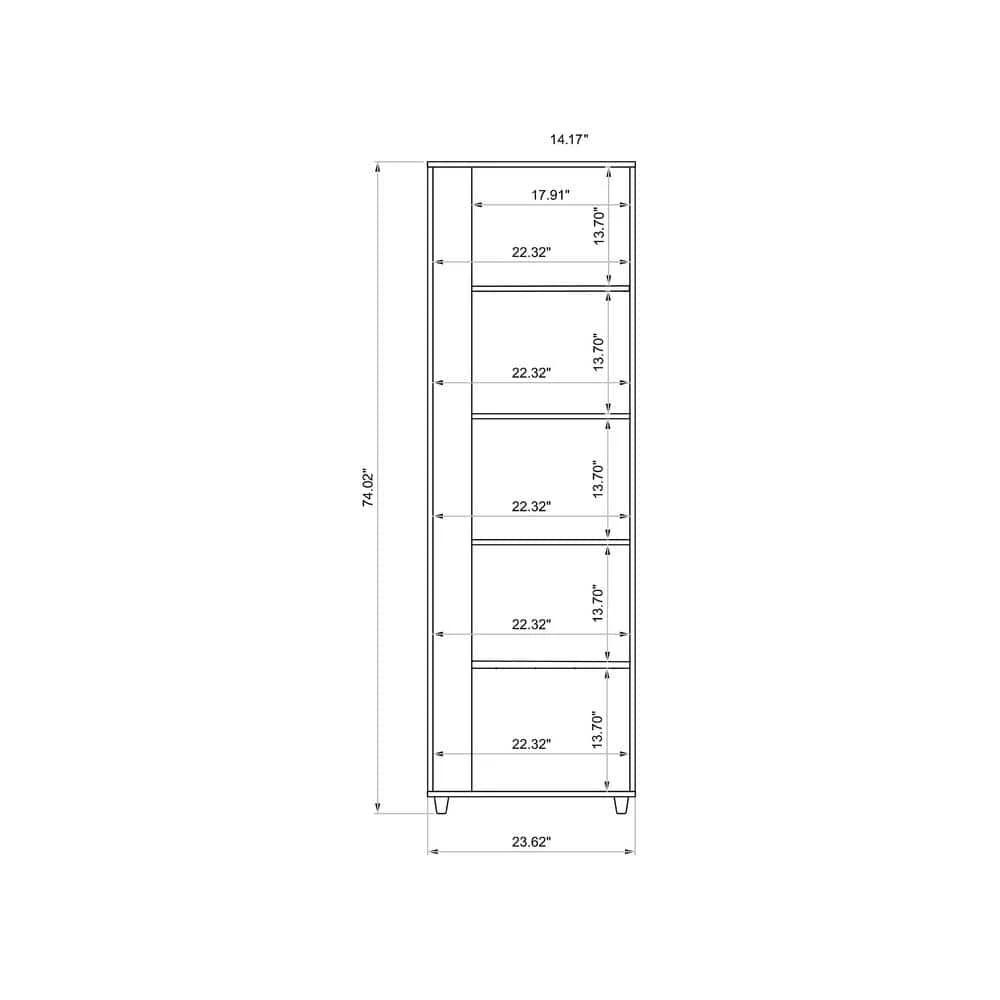 Binghamton Nature and Off White 5-Shelf Mid-Century Modern Bookcase (Set of 2) by Luxor 5 Binghamton Nature and Off White 5-Shelf Mid-Century Modern Bookcase (Set of 2) by Luxor - Image 5