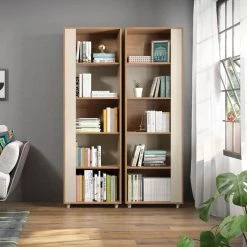 Binghamton Nature and Off White 5-Shelf Mid-Century Modern Bookcase (Set of 2) by Luxor 12 Binghamton Nature and Off White 5-Shelf Mid-Century Modern Bookcase (Set of 2) by Luxor -Furniture Store nature and off white luxor bookcases bookshelves 2 12lchd1 c3 1000