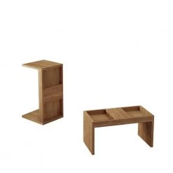 Paterson 2-Piece 27 in. Nature Medium Rectangle Wood Coffee Table Set with Magazine Shelf by Luxor