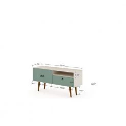 Montauk 54 in. Off-White and Green Mint Particle Board TV Stand Fits TVs Up to 50 in. with Storage Doors by Luxor -Furniture Store off white and green mint luxor tv stands 3pmchd4 4f 1000