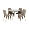 Utopia 45.28 in. 5-Piece Off White And Grey Round Dining Table And Chevron Dining Chair Set by Luxor