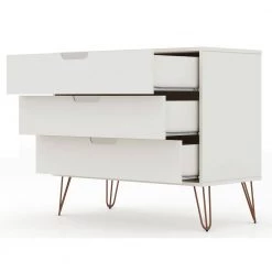 3-Drawer Off White Mid-Century Modern Dresser by Luxor -Furniture Store off white luxor chest of drawers 103hd4 1f 1000