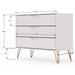 3-Drawer Off White Mid-Century Modern Dresser by Luxor -Furniture Store off white luxor chest of drawers 103hd4 4f 1000