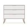 3-Drawer Off White Mid-Century Modern Dresser by Luxor
