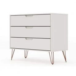 3-Drawer Off White Mid-Century Modern Dresser by Luxor -Furniture Store off white luxor chest of drawers 103hd4 76 1000