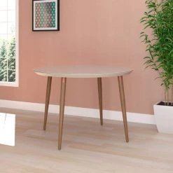 Utopia Off White 45.28 in. Round Dining Table by Luxor -Furniture Store off white luxor kitchen dining tables 10150hd1 c3 1000