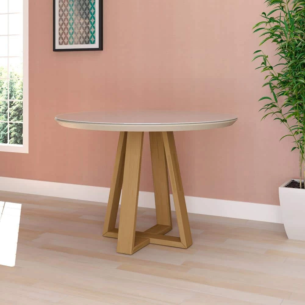 Rochelle Off White 45.27 in. Round Dining Table by Luxor 7 Rochelle Off White 45.27 in. Round Dining Table by Luxor - Image 7