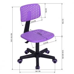 Purple Plastic Children Student Chair, Low-Back Armless Adjustable Swivel Ergonomic Home Office by Edendirect -Furniture Store purple edendirect task chairs gp00ra210929002 1f 1000