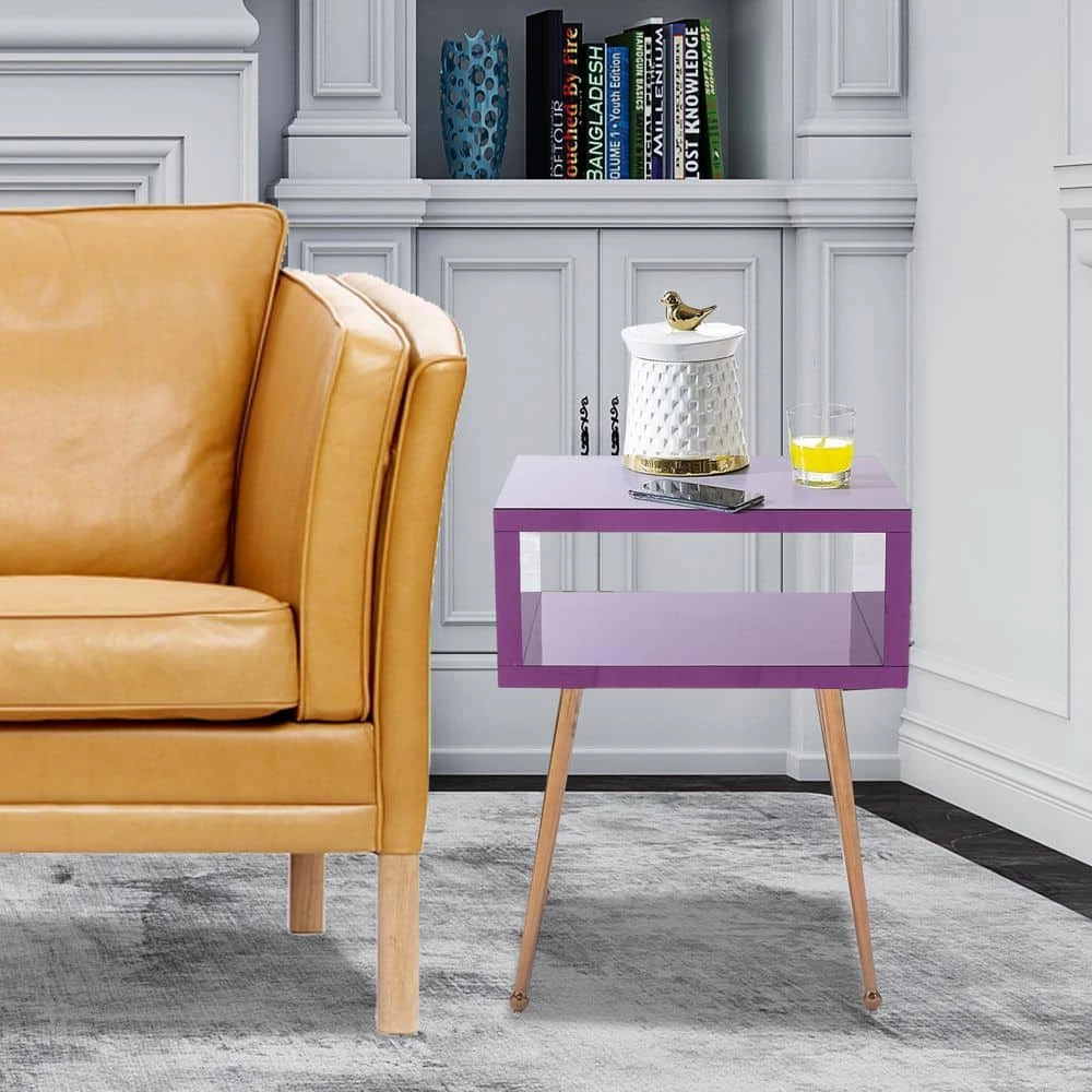 Purple Mirror end Table Mirror Nightstand by SUNRINX 5 Purple Mirror end Table Mirror Nightstand by SUNRINX - Image 5