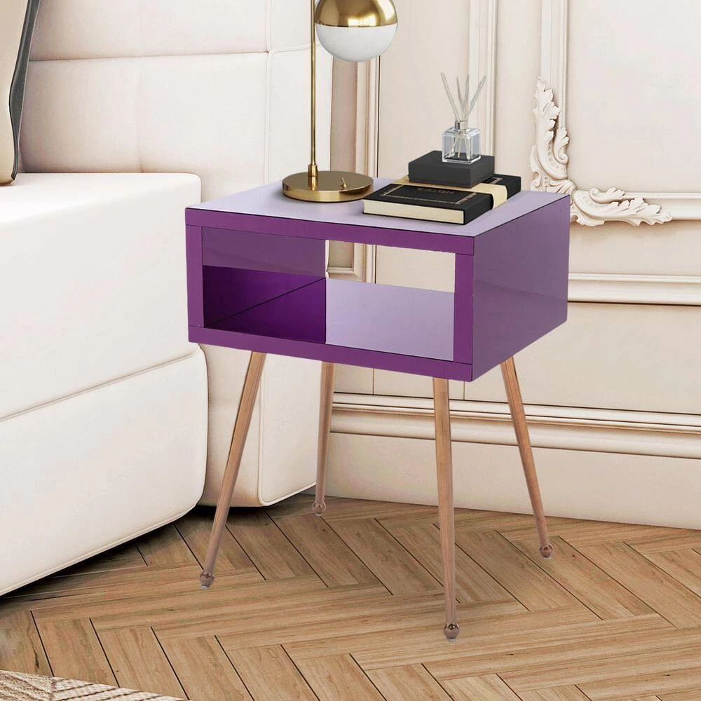 Purple Mirror end Table Mirror Nightstand by SUNRINX 9 Purple Mirror end Table Mirror Nightstand by SUNRINX - Image 9