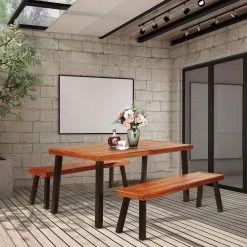 67.5 in. Brown Acacia Wood Rustic Rectangular Dining Furniture Table by SUNRINX 19 67.5 in. Brown Acacia Wood Rustic Rectangular Dining Furniture Table by SUNRINX -Furniture Store red brown dark brown sunrinx kitchen dining tables mg6 34bd 31 1000