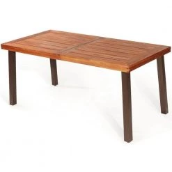 67.5 in. Brown Acacia Wood Rustic Rectangular Dining Furniture Table by SUNRINX